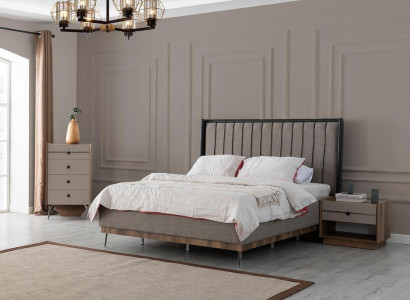 Gray bedroom bed designer wooden frame noble textile beds beds